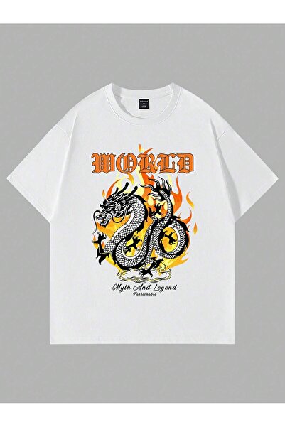 Jose Clothing Tricou oversize din bumbac organic imprimat alb unisex