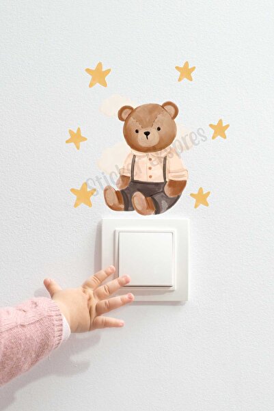 Sticker Ekspres Eğlenceli Ayıcık Ve Yıldızlar P11 Priz Sticker