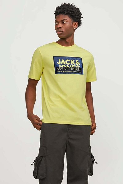 Jack & Jones Men's Jcologan Print Detailed Crew Neck T-Shirt12253442 Yellow