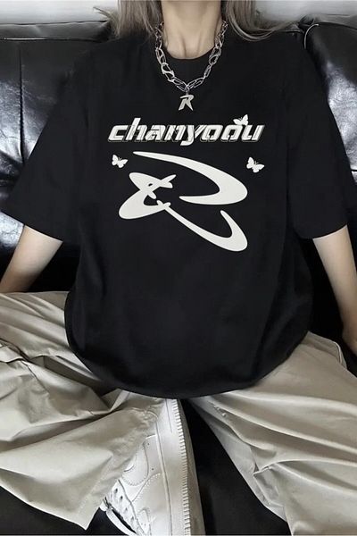 EFBUTİK Black Unisex Chanyoou Street Style T-Shirt
