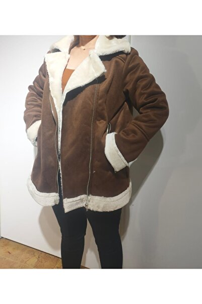 LEVURE Kadın İçi Suni Kürk Süet Mont