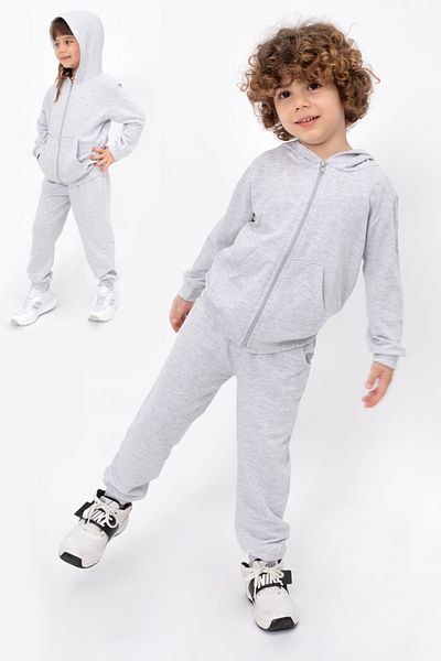 Bubito Set 2 piese unisex pentru copii cu glugă 100% bumbac (1-7 ani)-gri