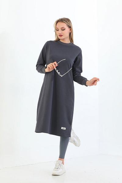 Elif Okur Hijab Long Tunic 110cm Smoke 1216