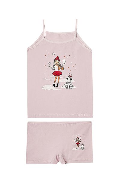 C&City Girl's Printed Rope Suspender Athlete Shorts Set 1070 K-218