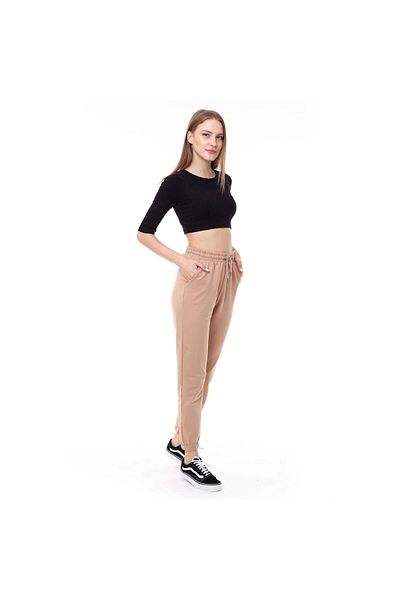 Miss Puddra Γυναικεία αθλητική φόρμα Jogger σε χρώμα Milk Coffee - Μονό πάτο