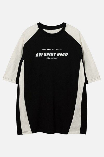 EFBUTİK Black Unisex Reglan Y2K Harajuku Aw Spiky Head T-Shirt