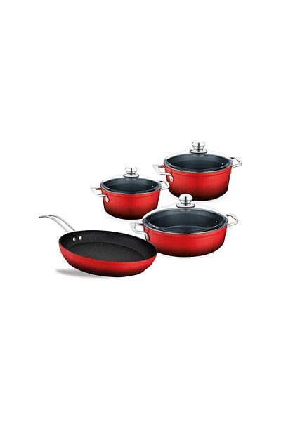 Hascevher Melis 7 Piece Titanium Cookware Set with Glass Lid