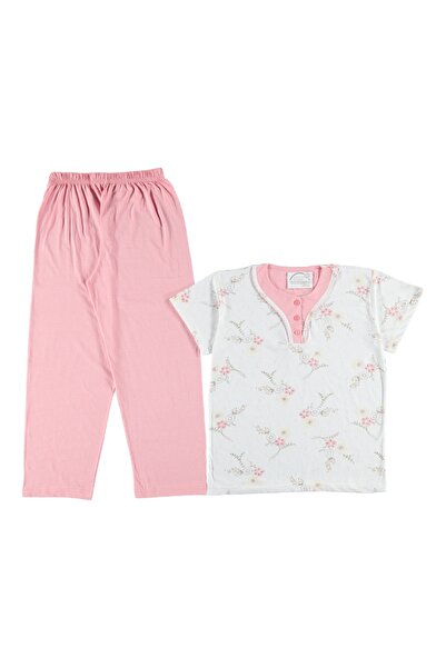 Gülfirik Tasarım Yavruağzı Colorful Cotton Combed Fabric Floral Patterned Short Sleeve Summer Women's Pajamas Set