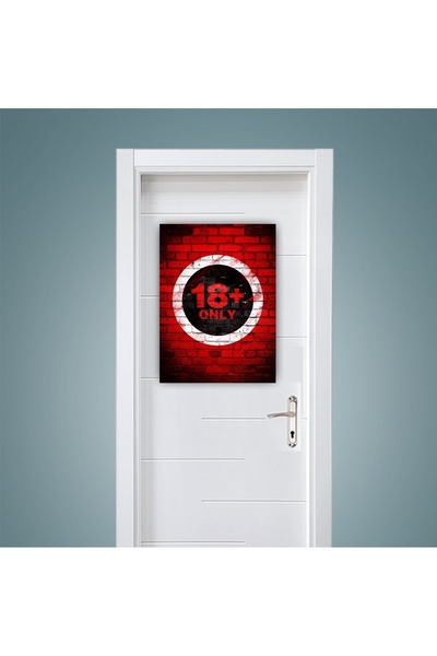 icase Dormitor +18 Doar avertisment - Semn de avertizare pentru ușă cu text l...