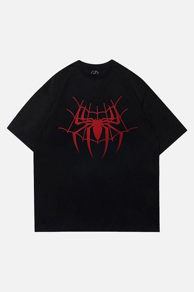 EFBUTİK Black Unisex Spider Web T-Shirt