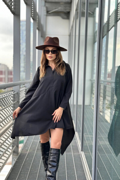 Buklemoda Asymmetrical Tunic with Shirt Collar