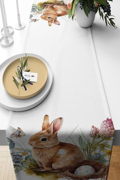 BelezaHome RUNNER DE SERVICIU AMERICAN DECORATIV DE PAȘTE IEPURE ALB