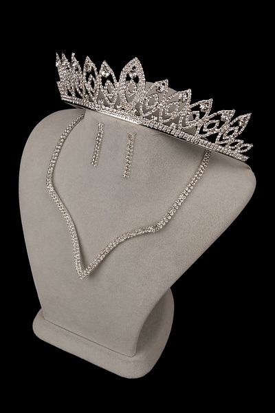 Hayalperest boncuk Vendi Crystal Stone Evening Dress Necklace and Earring Set - Rose Bridal Crown