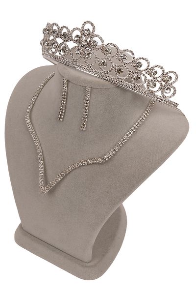 Hayalperest boncuk Vendi Crystal Jewelled Evening Dress Necklace Earring Set And Flower Bridal Crown