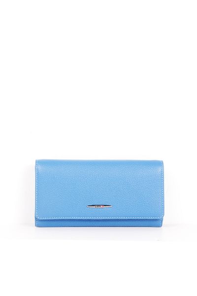 Eminsa Blue Genuine Leather Women's Magnetic Cover Wallet