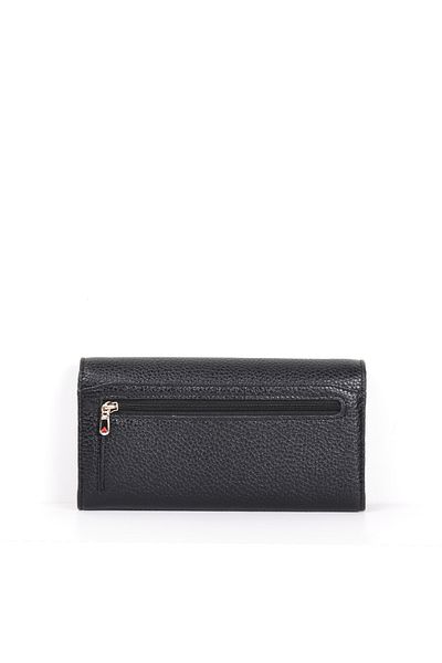 Eminsa Black Genuine Leather Women's Magnetic Cover Wallet