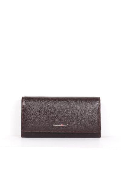 Eminsa Brown Genuine Leather Women's Magnetic Cover Wallet