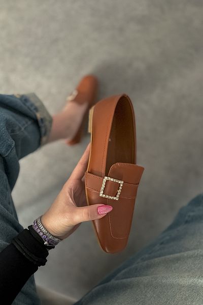 SHOEBELLAS Γυναικείες μπαλαρίνες Madel Tan Skin