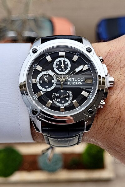 Ferrucci Kasası Metalik Kordonu Siyah Renk Göstergeleri Çalışan Erkek Kol Saati