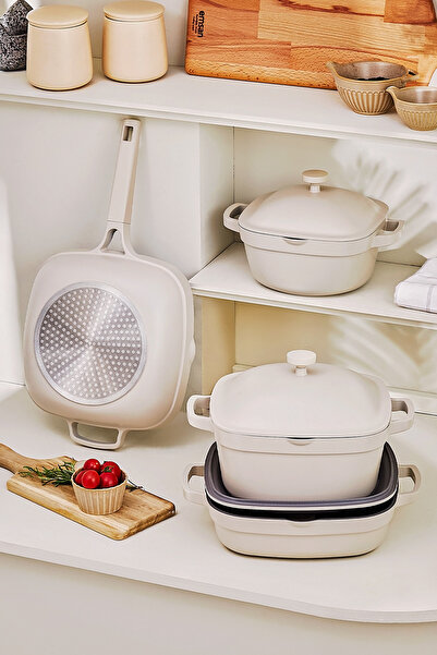 Emsan White Stone 7 Parça Tencere/Tava Seti