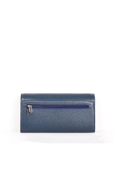 Eminsa Navy Blue Genuine Leather Women's Magnetic Cover Wallet