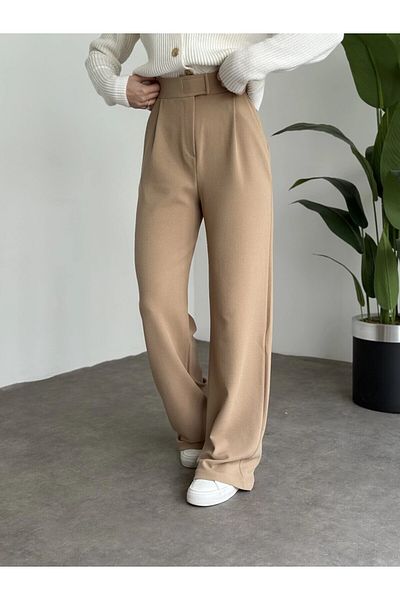 HARMONY GLOBAL Women's Full Lycra Crepe Fabric Palazzo Trousers with Elastic Waist and Velcro