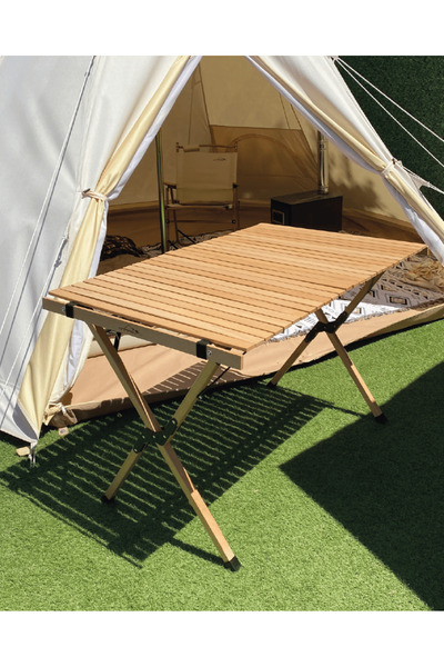 NURGAZ Campout Katlanır Ahşap Kamp Masası NG C106