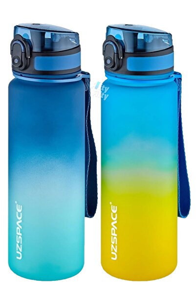 Uzspace 2-Piece Tritan Water Bottle Set 500ml Double Color Softtouch FF Collection Tritan Water Bottle