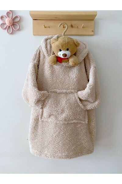 ROKEFF 2-5 Yaş Çocuk Wellsoft Giyilebilir Battaniye Kapüşonlu Düz