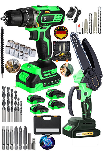 SCHUTZENGER 2'li Set 598rv Çift Pala Odun Dal Budama Testeresi 4 Akü Darbeli ...