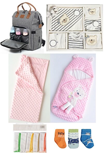 Beyaz Bebek Büyük Doğum Seti (10’LU HASTANE ÇIKIŞ,BEBEK ÇANTASI,KUNDAK,BATTAN...