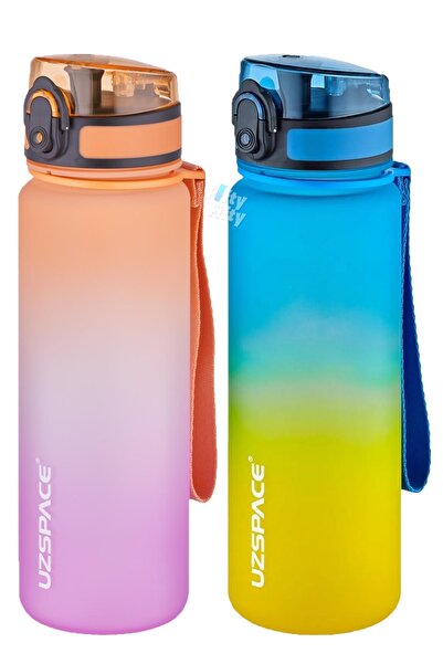 Uzspace 2-Piece Tritan Water Bottle Set 500ml Double Color Softtouch FF Colle...
