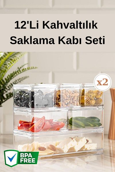 PONÇİK STORE Set of 12 Transparent Breakfast Storage Containers Boxed