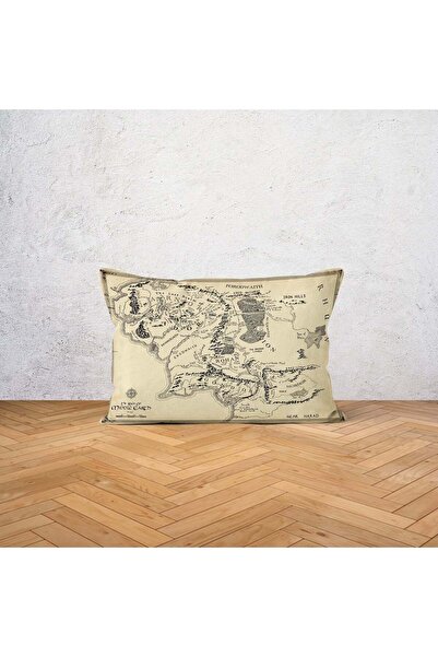 The Lucid Lab Yüzüklerin Efendisi Orta Dünya Haritası - Lord Of The Rings Çift Taraflı Yastık Kılıfı - 2 Adet