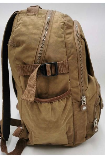 DUOMİNO Fcstore Crinkle Fabric Water Resistant Large Size Tan Clinker Backpack/laptop Daily School Bag