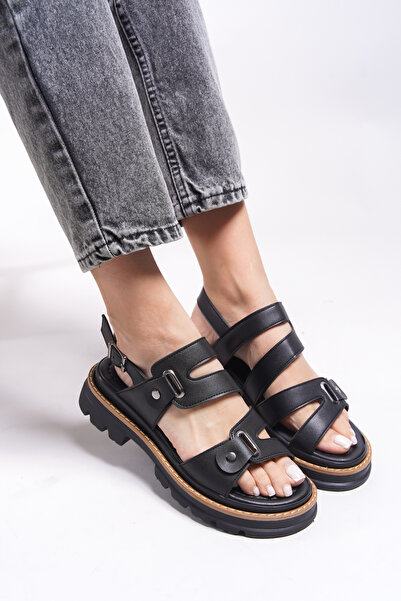 Riccon صندل نسائي من Lefenaes0012755 أسود