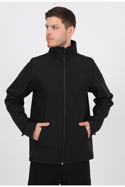 ModaCanel Softshell Black Coat Pocketed Outdoor Coat (Monel Outdoor Coat)