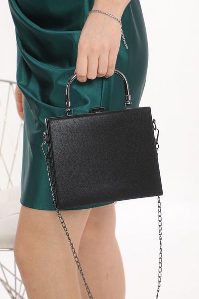womenacs Rochie de seara de dama cu modele placate de culoare neagra Geanta portofoliu la reducere