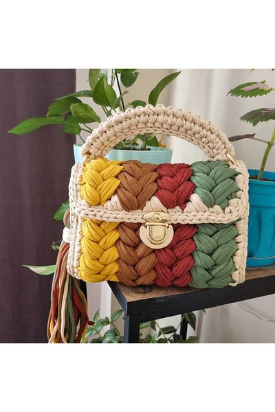 CHQEL Rochie de seară de lux multicoloră de primăvară de vară pentru femei, model fistic, geantă din bumbac pieptănat croșetat lucrat manual, pe umăr și cruce