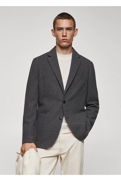 MANGO Man Melted Slim-Fit Wool Blazer Jacket