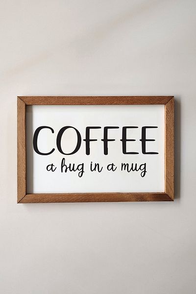 Tooall Coffee A Hug In A Mug Ζωγραφική με γραμμένο και ξύλινο πλαίσιο