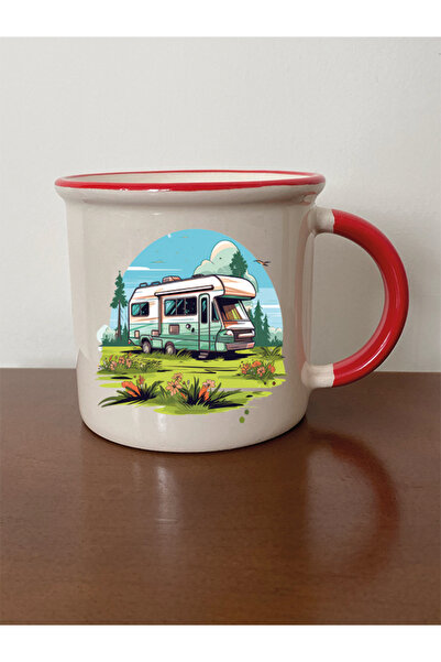 lili hediyelik Caravan And Holiday Themed Red Mouth Mug - Ceramic Tea, Coffee...
