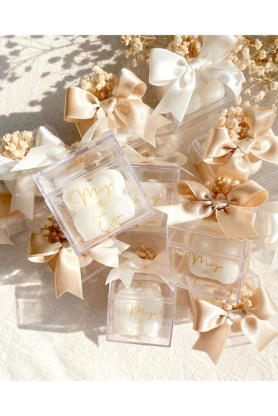 AVB CANDLE Özel Düğün Lüks Mini Çiçekli Bubble Mum Kokulu Mum Davet Nikah Söz Nişan Kına Hediyeliği 20 Adet