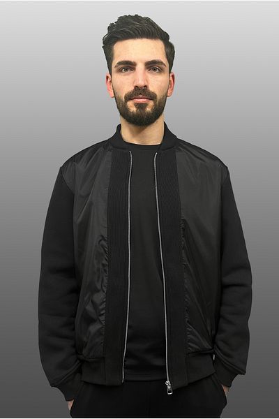 Man Of Man Black Men's Coat Inside Cotton PVC Coated Front Panel| Zippered Hidden Pocket Detailed