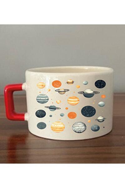 lili hediyelik كوب بمقبض أحمر على شكل كواكب - كوب شاي من السيراميك، كوب هدية ...