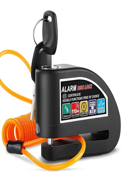FULLTECH BİLİŞİM Motosiklet İçin Su Geçirmez, 120dB Alarmlı Ve Halatlı Disk K...