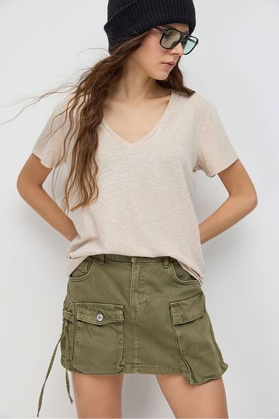 No Matter What BluzShimmer V-Neck Basic Blouse in Turkish Fabric