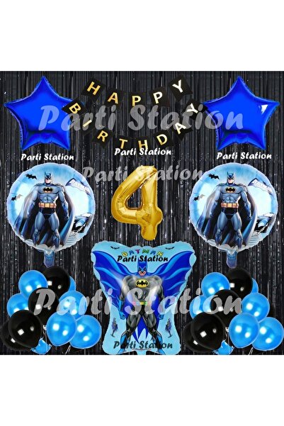 Parti Station Batman Yarasa Balon Set 4 Yaş Batman Konsept Doğum Günü Parti B...