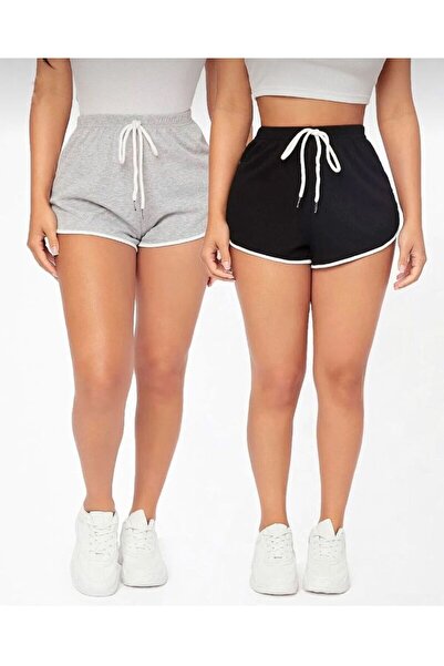 khufu Чорні та сірі міні-шорти з двома розрізами