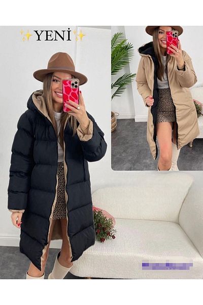 La Querta Women's Double Sided Long Puffer Coat